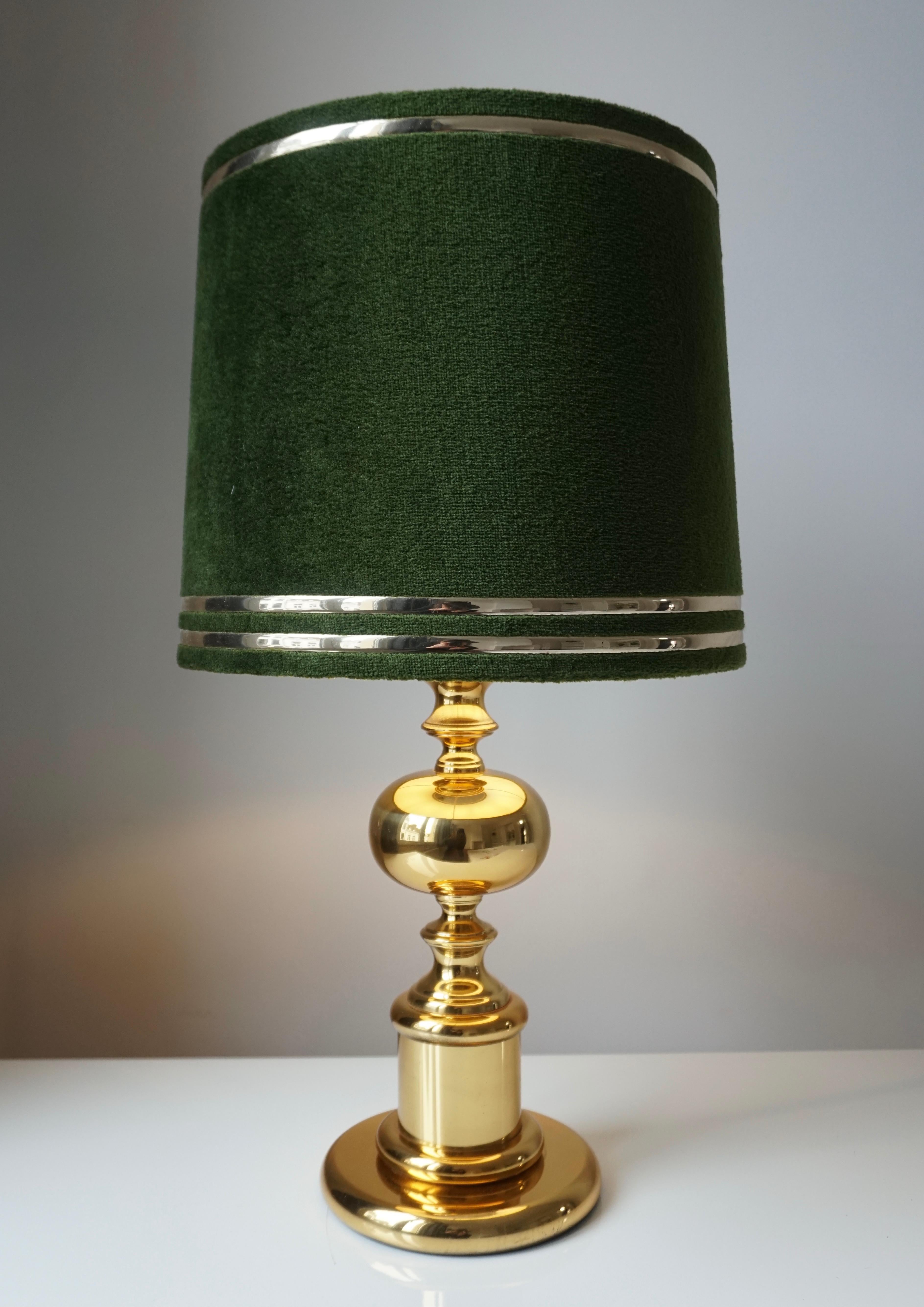 20th Century 1970s Modern Brass and Velvet Table Lamps For Sale