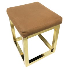 Banc ou tabouret moderne en laiton des années 1970 dans le style du designer Paul Evans