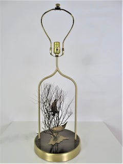 1970s Modern Brass Table Lamp with Fish and Coral Sculptural Decoration