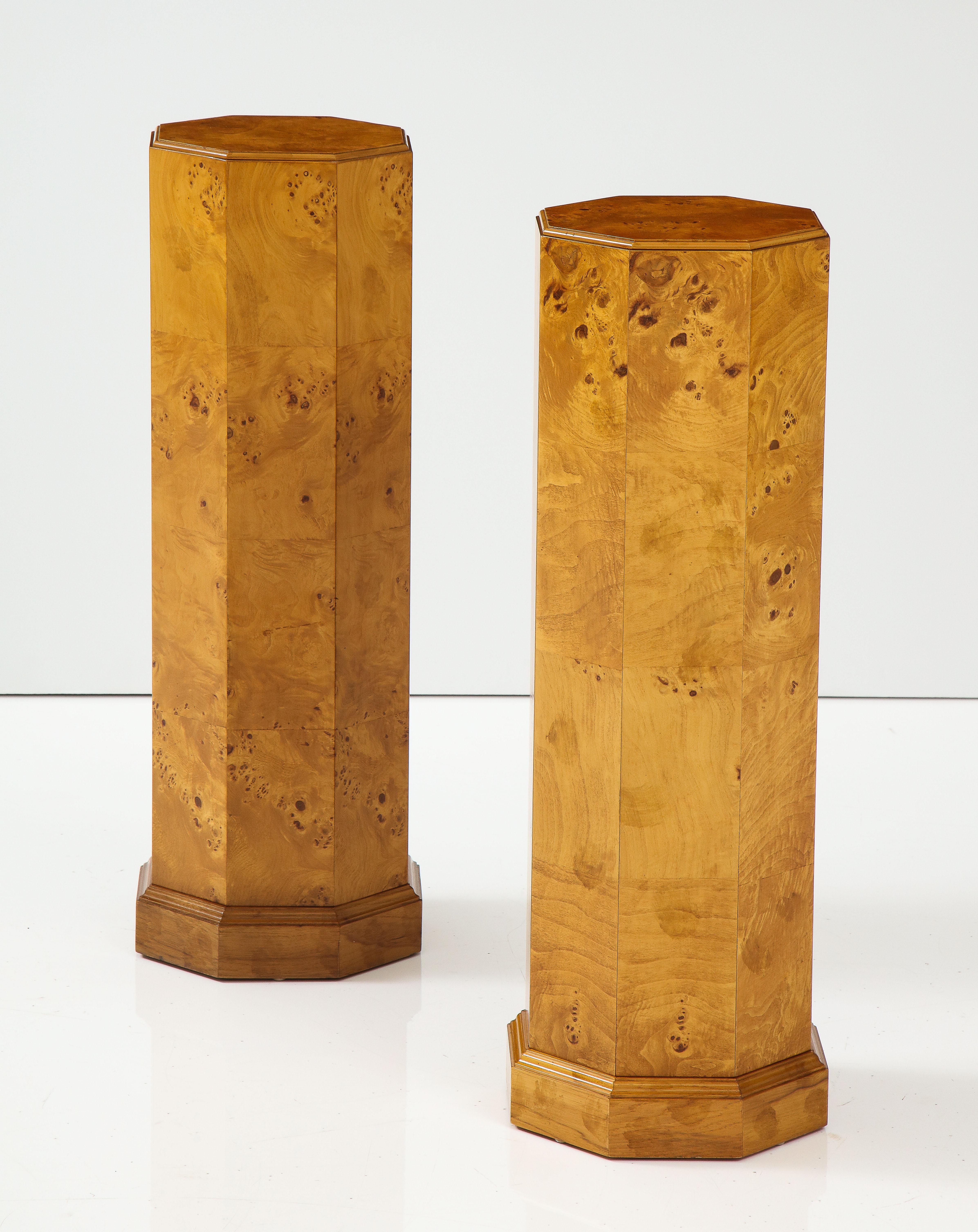 Mid-Century Modern 1970's Modern Burl-Wood Pedestals