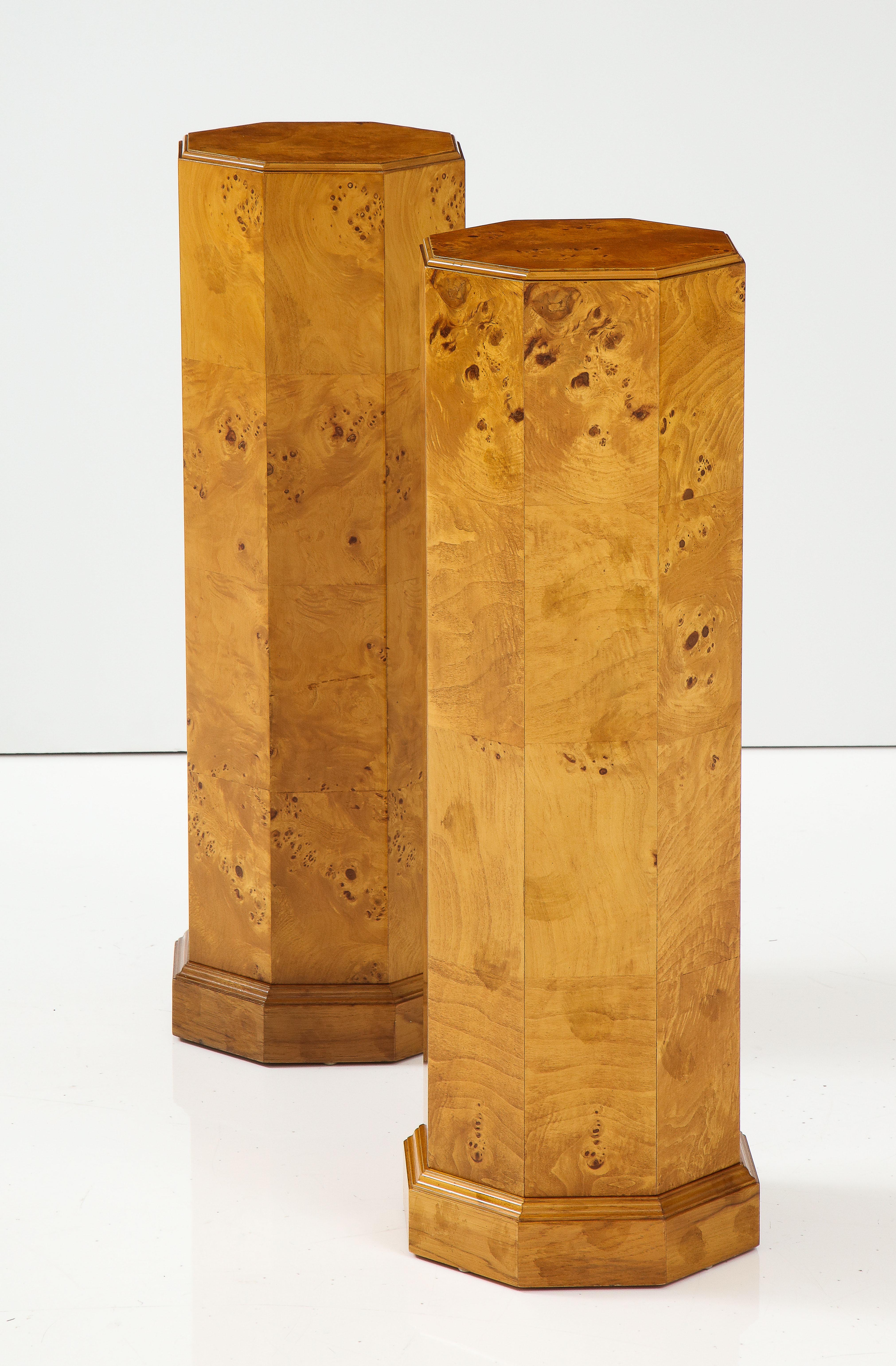 American 1970's Modern Burl-Wood Pedestals