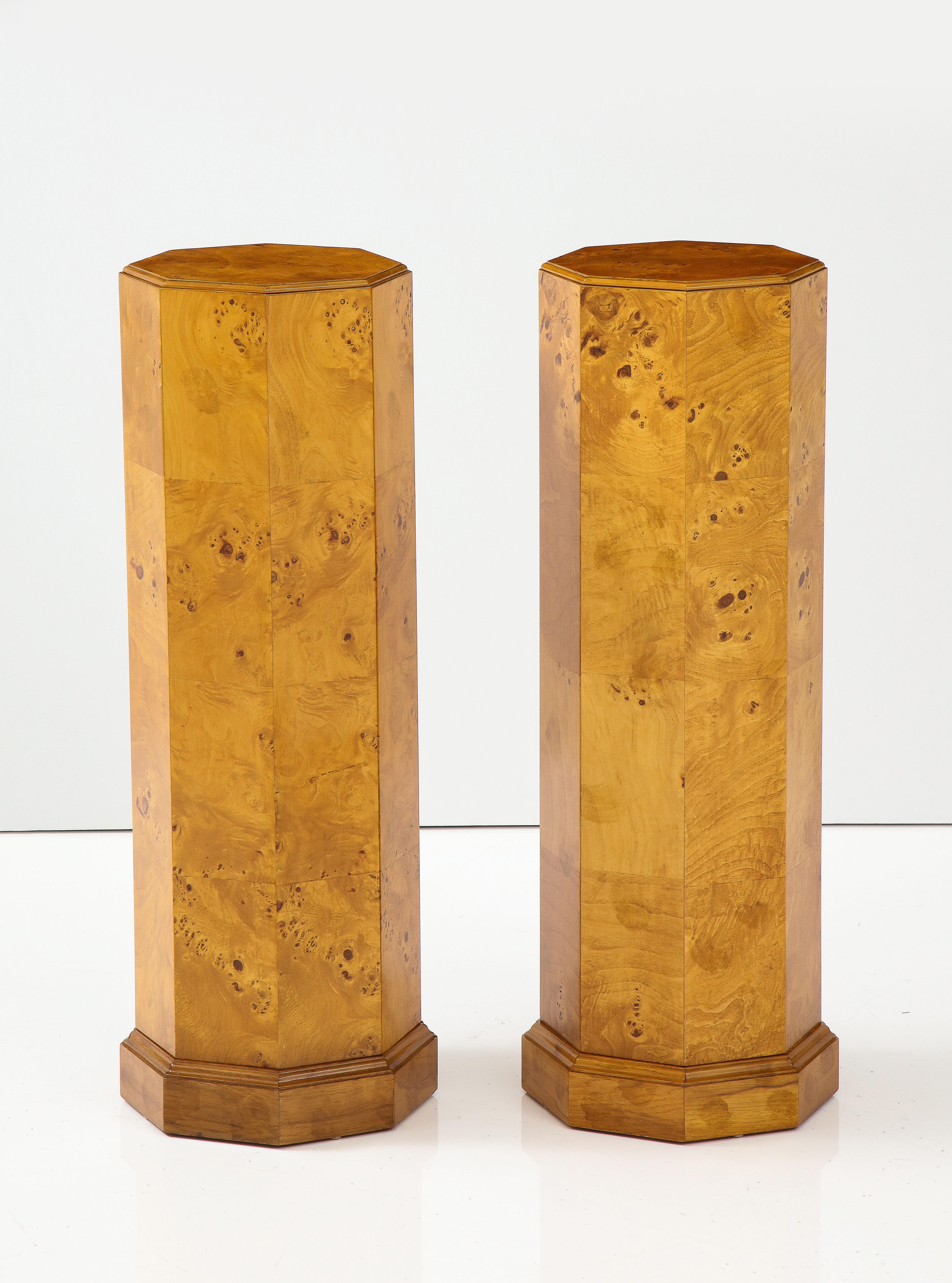 1970's Modern Burl-Wood Pedestals 1