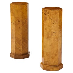 1970's Modern Burl-Wood Pedestals