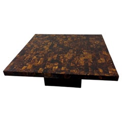 1970s Modern Burlwood Marquetry Coffee Table Style of Sandro Petti Italy