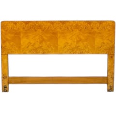 1970s Modern Burlwood Queen Headboard Att. To John Widdicomb