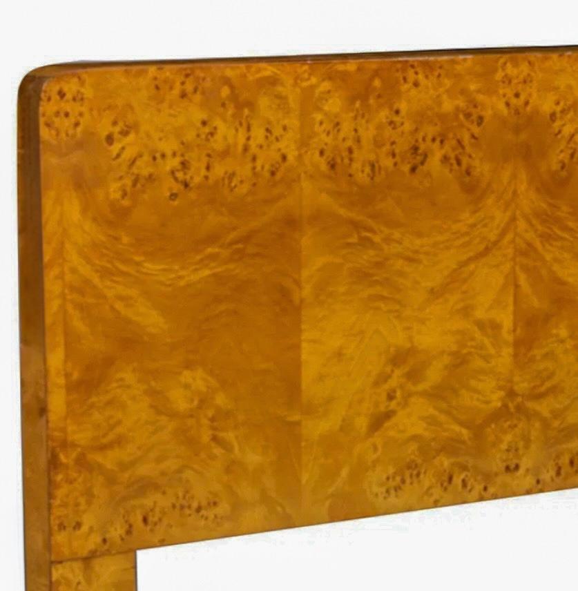 1970s Modern Burlwood Queen Headboard Att. To John Widdicomb In Good Condition For Sale In Kennesaw, GA