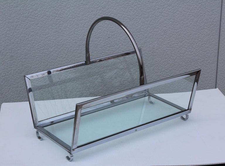 1970s Modern Chrome and Glass Log Holder at 1stDibs
