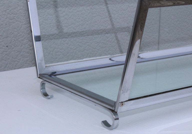 1970s Modern Chrome and Glass Log Holder at 1stDibs