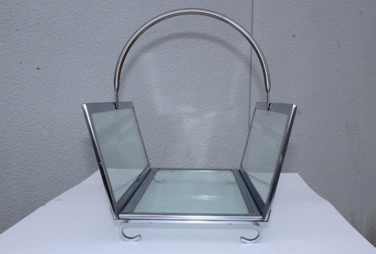 1970s Modern Chrome and Glass Log Holder at 1stDibs