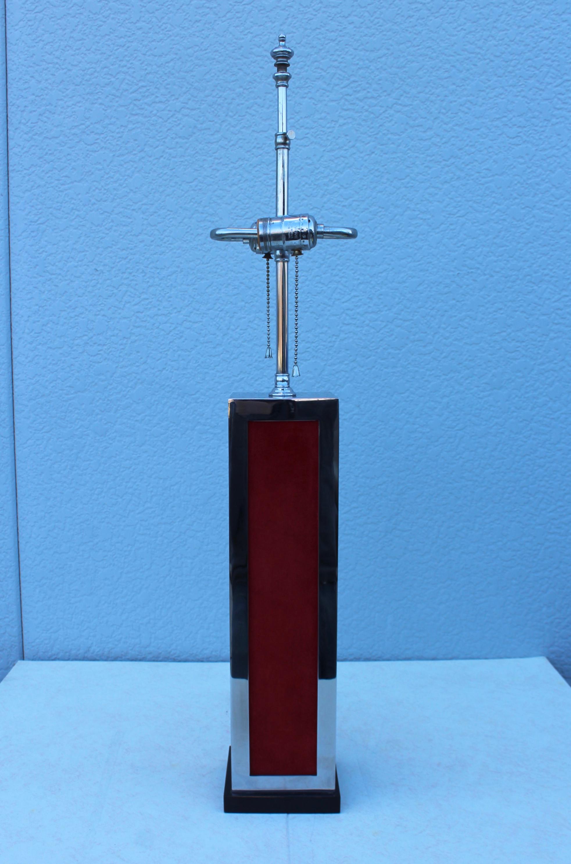 Lámparas de mesa modernas de los años 70 de cromo y terciopelo Terciopelo en venta