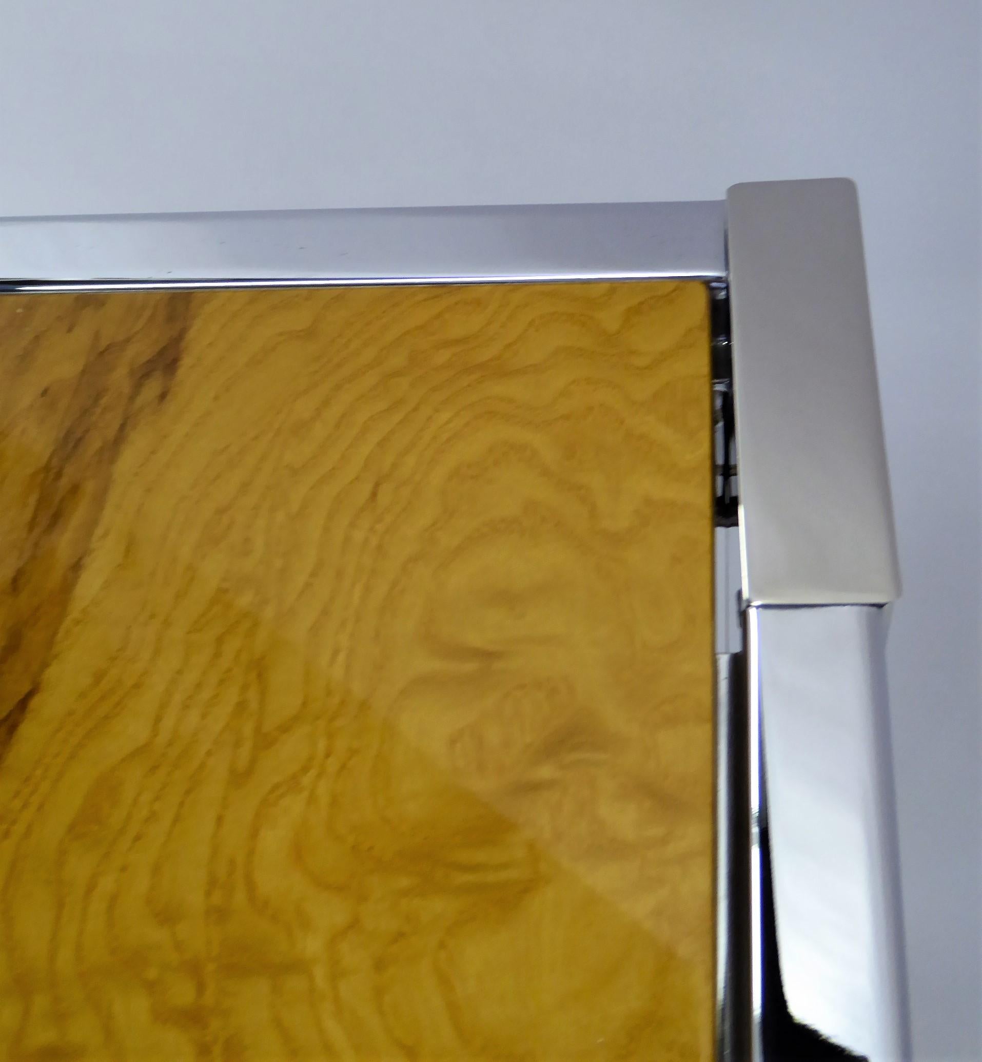 1970s Modern Chrome and Burl Wood Side Table in the Style of Milo Baughman 2