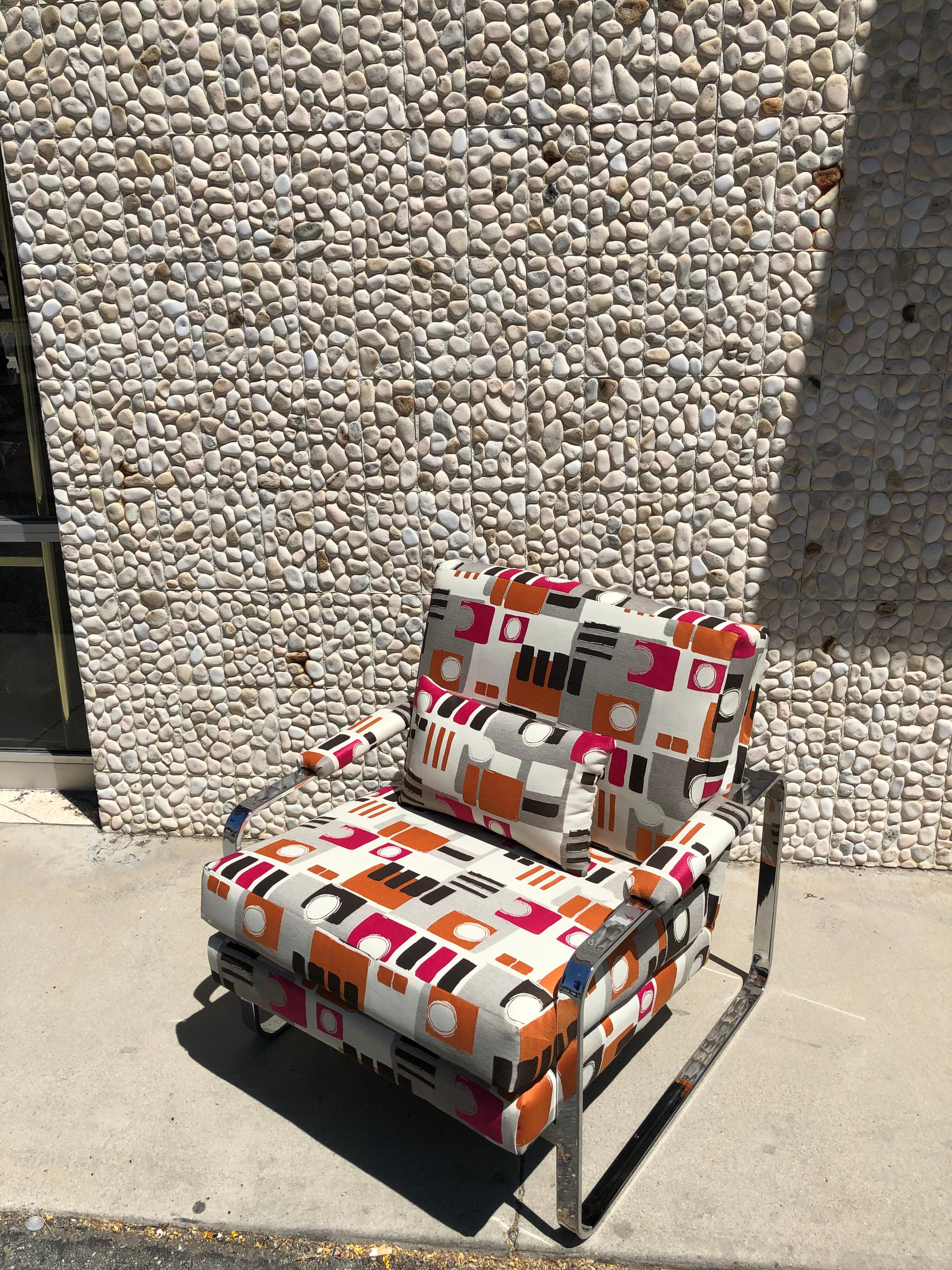 1970s Modern Chrome Club Chair In Good Condition In Palm Springs, CA