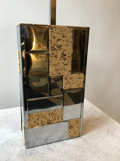 1970er Paul Evans Cityscape Style Chrom und Kork Tischlampe