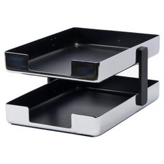 1970s Modern Chrome Desk Tray, Two-Tiers by Metcor Los Angeles