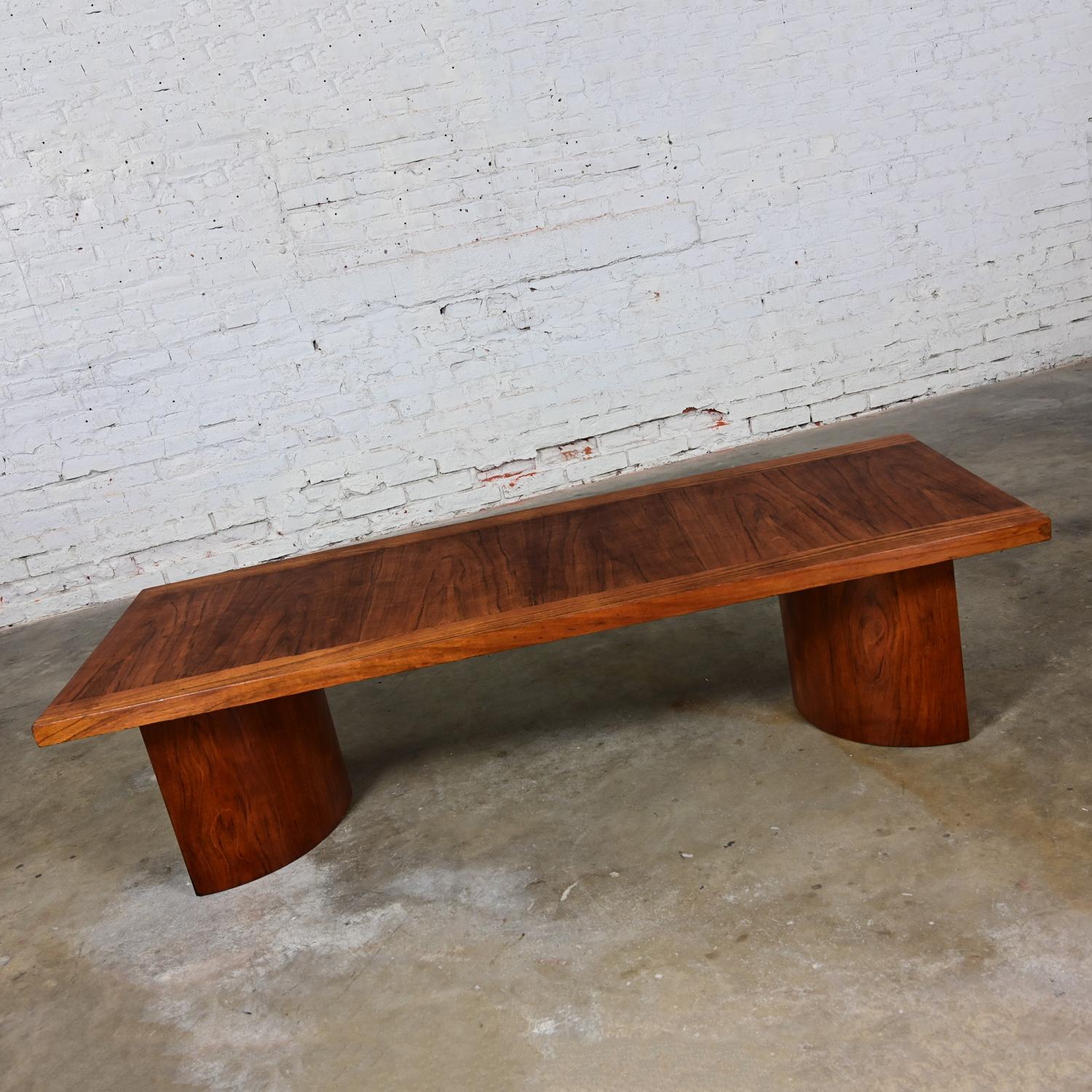 Wood 1970’s Modern Coffee Table Kroehler Rectangle Top Bentwood Curved Double U Base For Sale