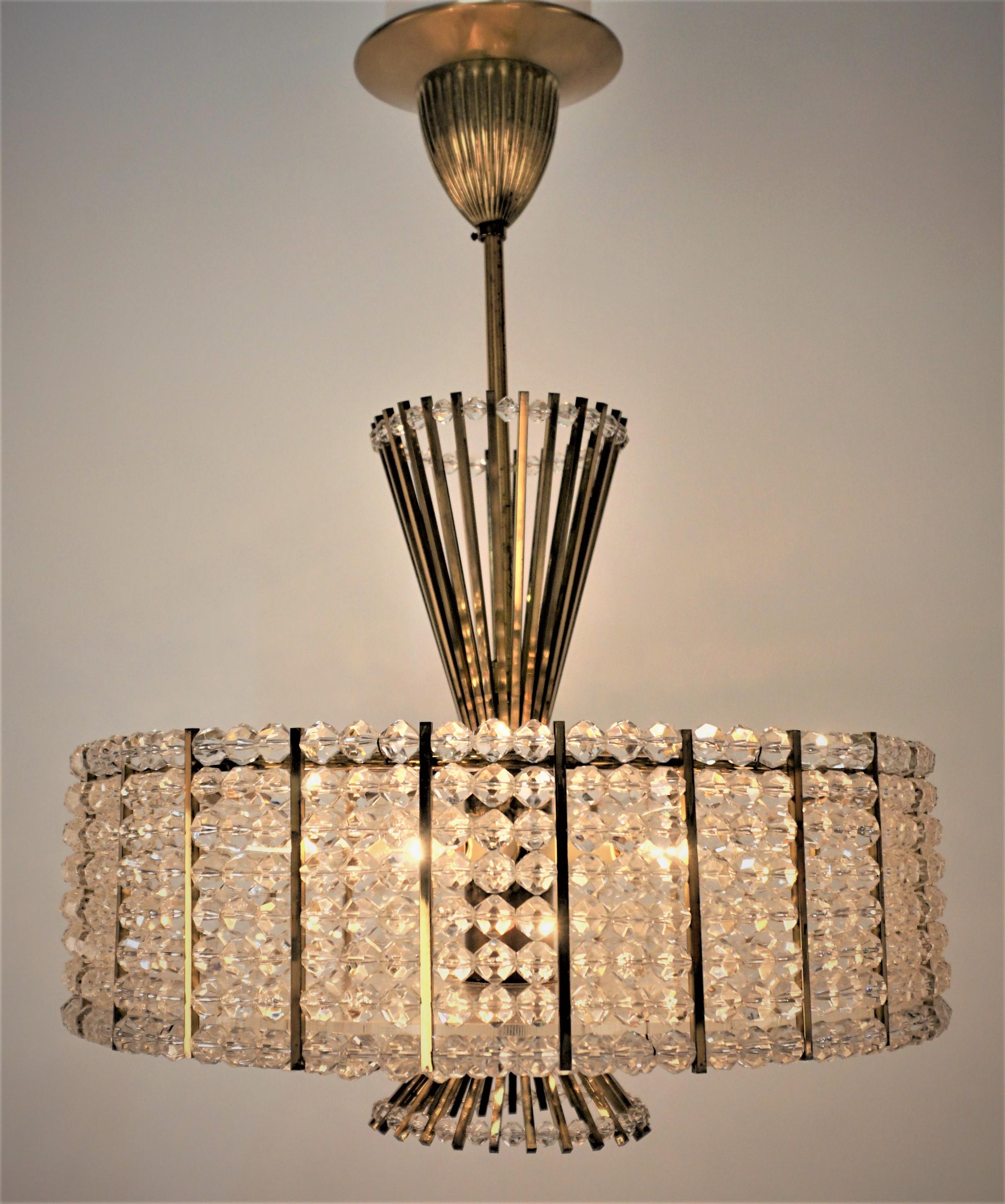 European 1970's Modern Crystal Chandelier by Contessa For Sale