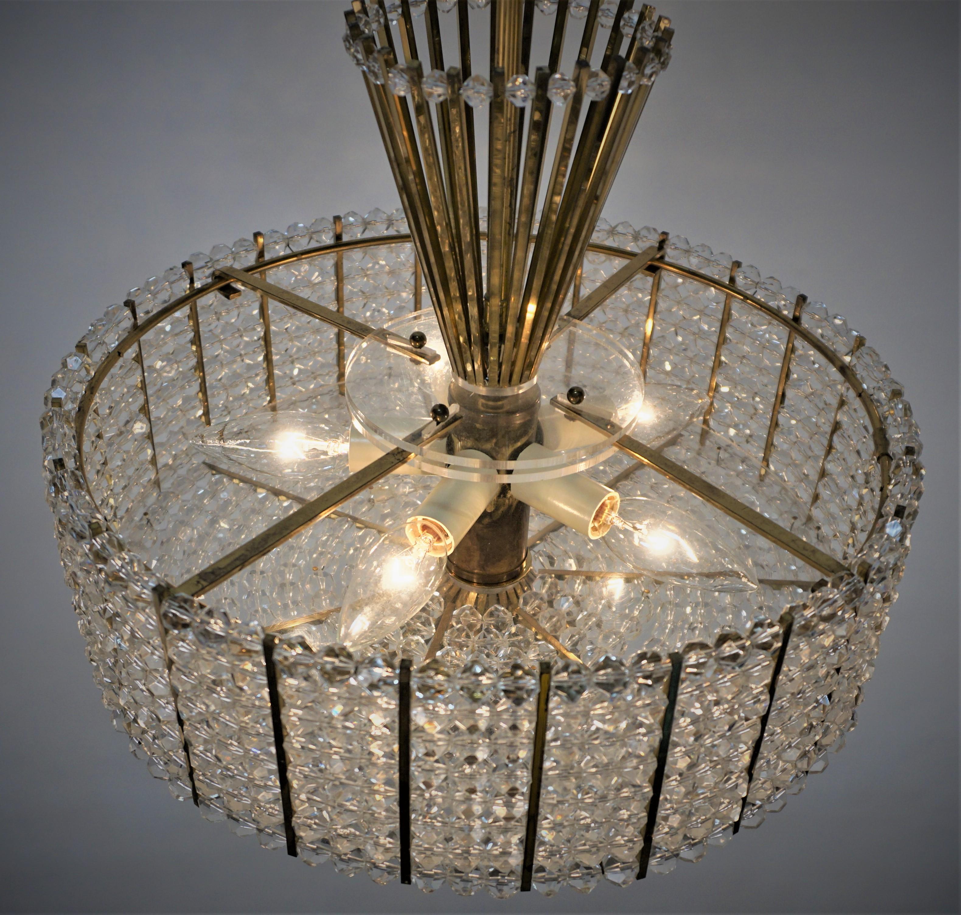 1970's Modern Crystal Chandelier by Contessa For Sale 1