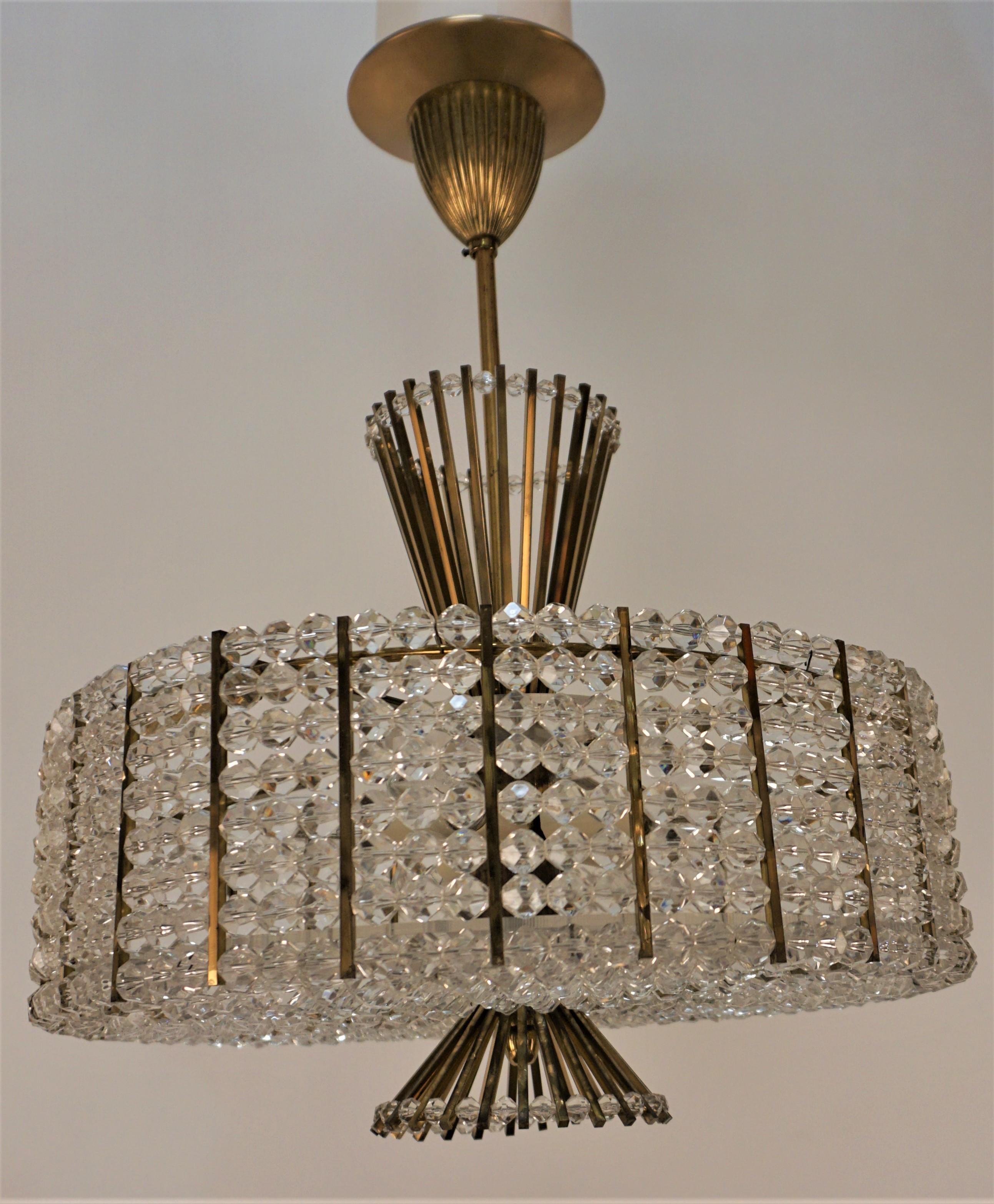 1970's Modern Crystal Chandelier by Contessa For Sale 2