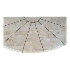 1970s Modern Demilune Console attributed to Maitland Smith in Tessellated Fossil