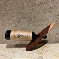 1970s Modern Floating Wood Wine Bottle Holder
