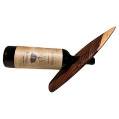 1970s Modern Floating Wood Wine Bottle Holder