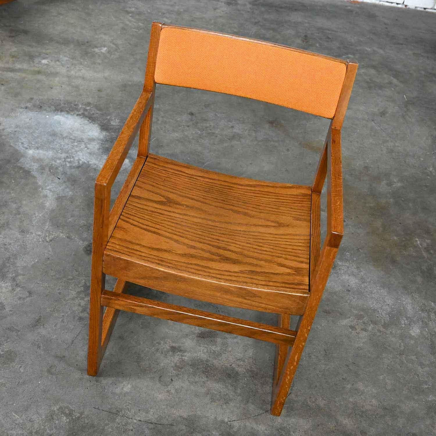1970s Modern Dining Chairs Jasper Chair Co Orange Tweed Bentwood Seats Set of 8 For Sale 5