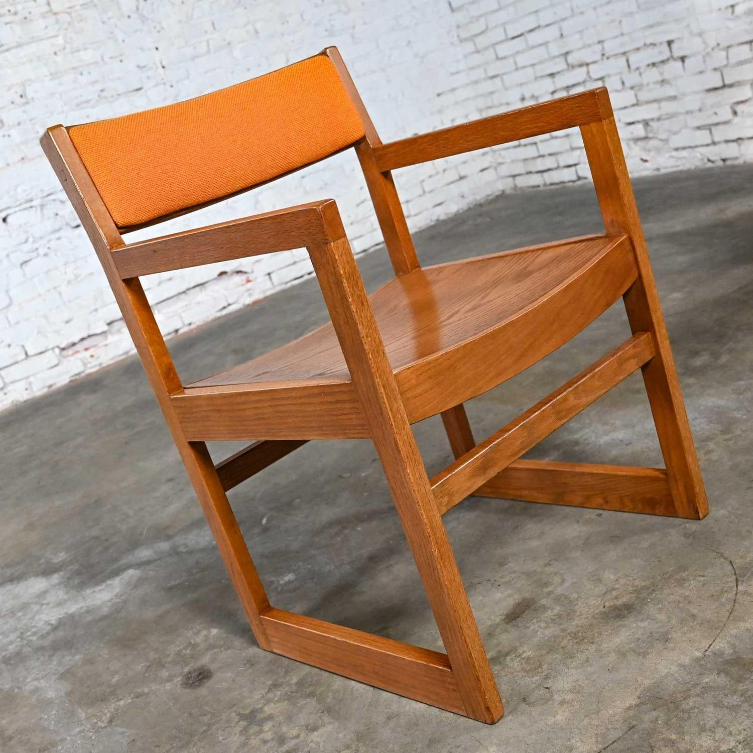 1970s Modern Dining Chairs Jasper Chair Co Orange Tweed Bentwood Seats Set of 8 For Sale 6