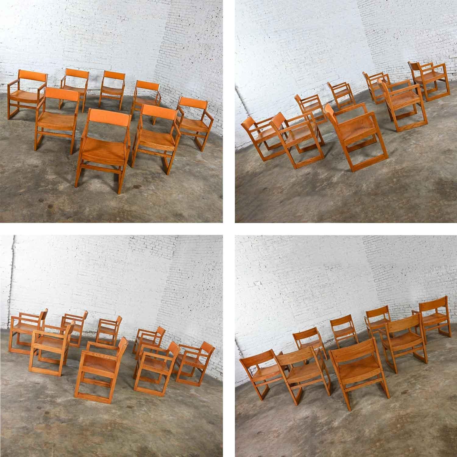 1970s Modern Dining Chairs Jasper Chair Co Orange Tweed Bentwood Seats Set of 8 For Sale 11