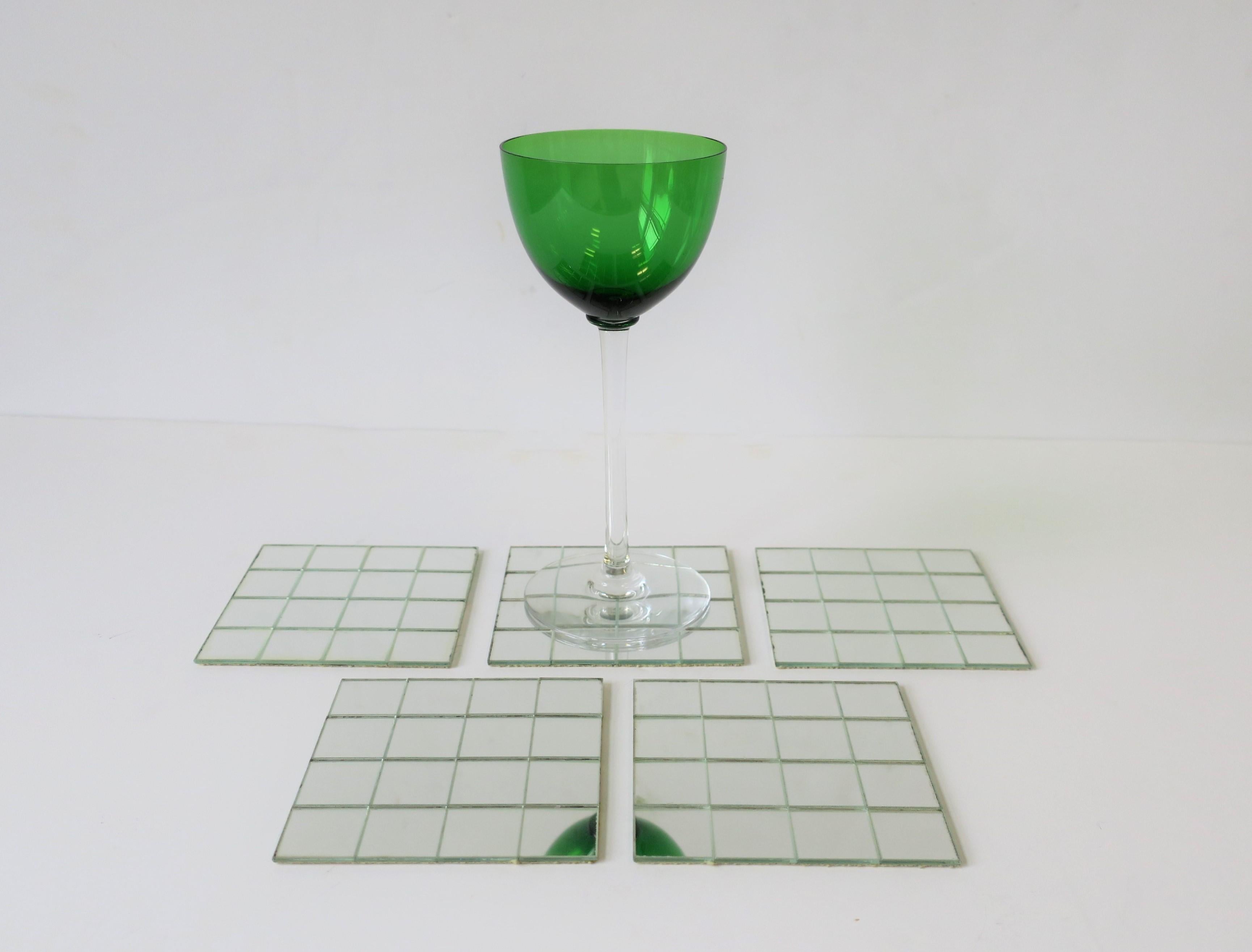 1970s Modern Disco Mirrored Glass Coaster Set 3