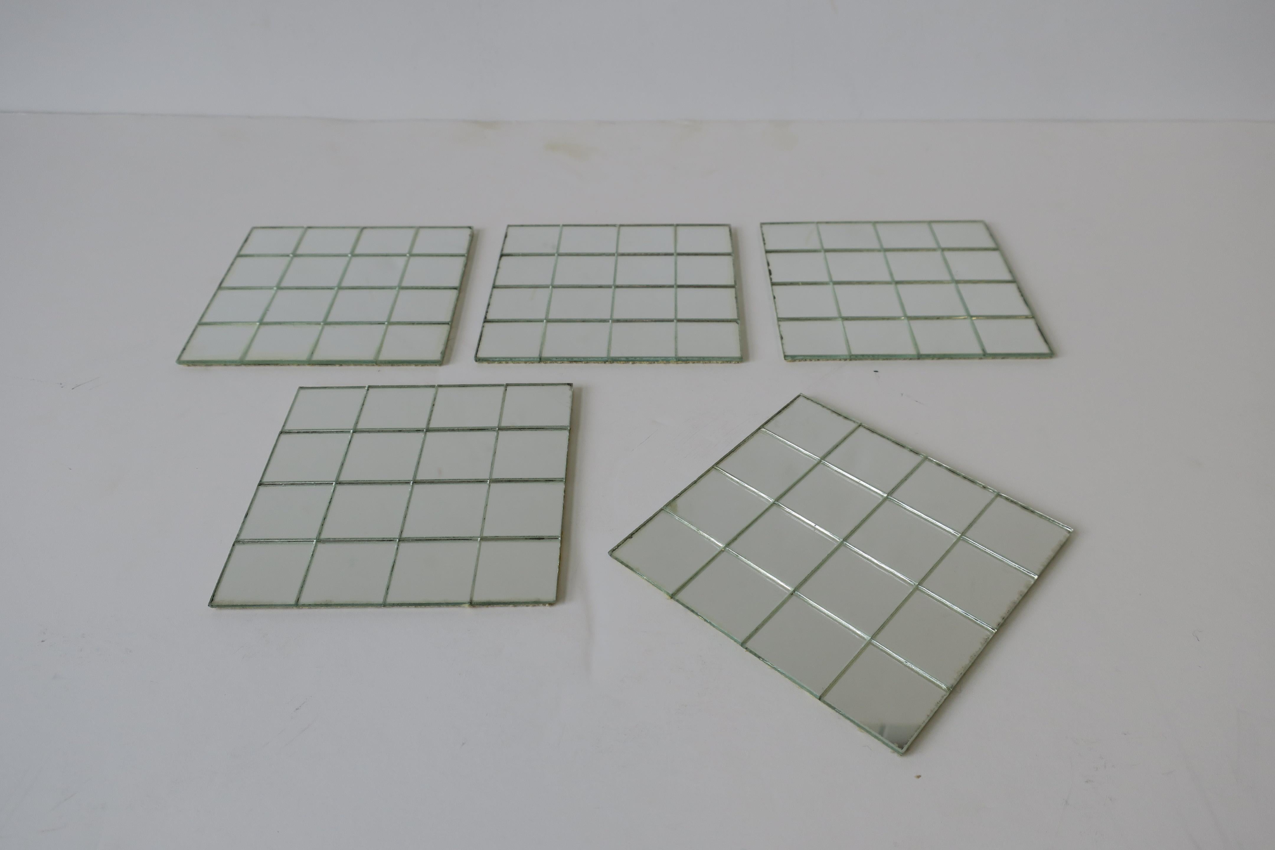 1970s Modern Disco Mirrored Glass Coaster Set In Excellent Condition In New York, NY