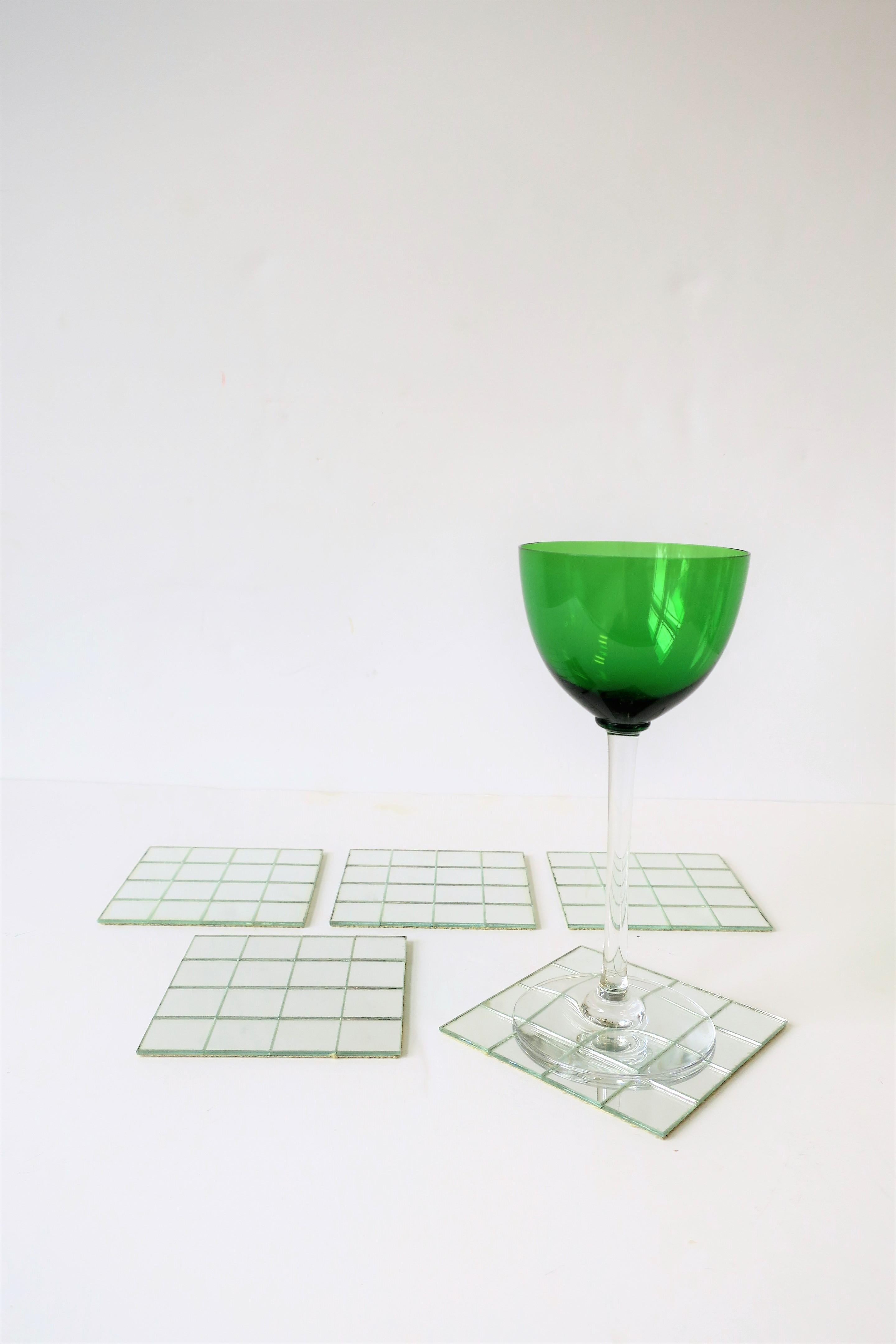 1970s Modern Disco Mirrored Glass Coaster Set 3