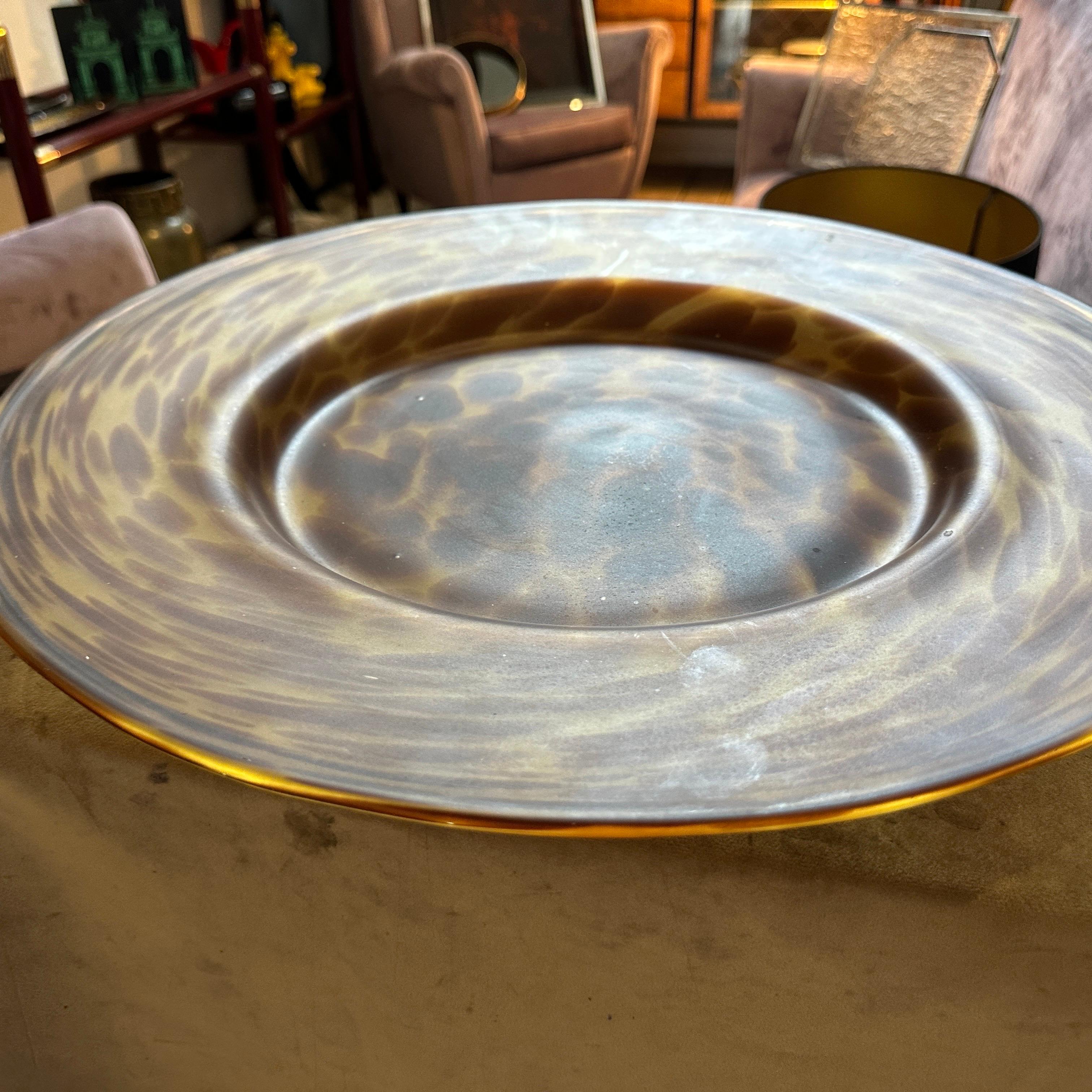 1970s Modern Fake Tortoise Shell Glass Italian Round Centerpiece For Sale 8