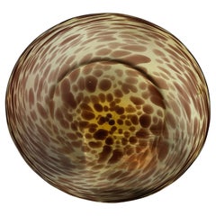 1970s Modern Faux Tortoise Shell Glass Italian Round Centerpiece