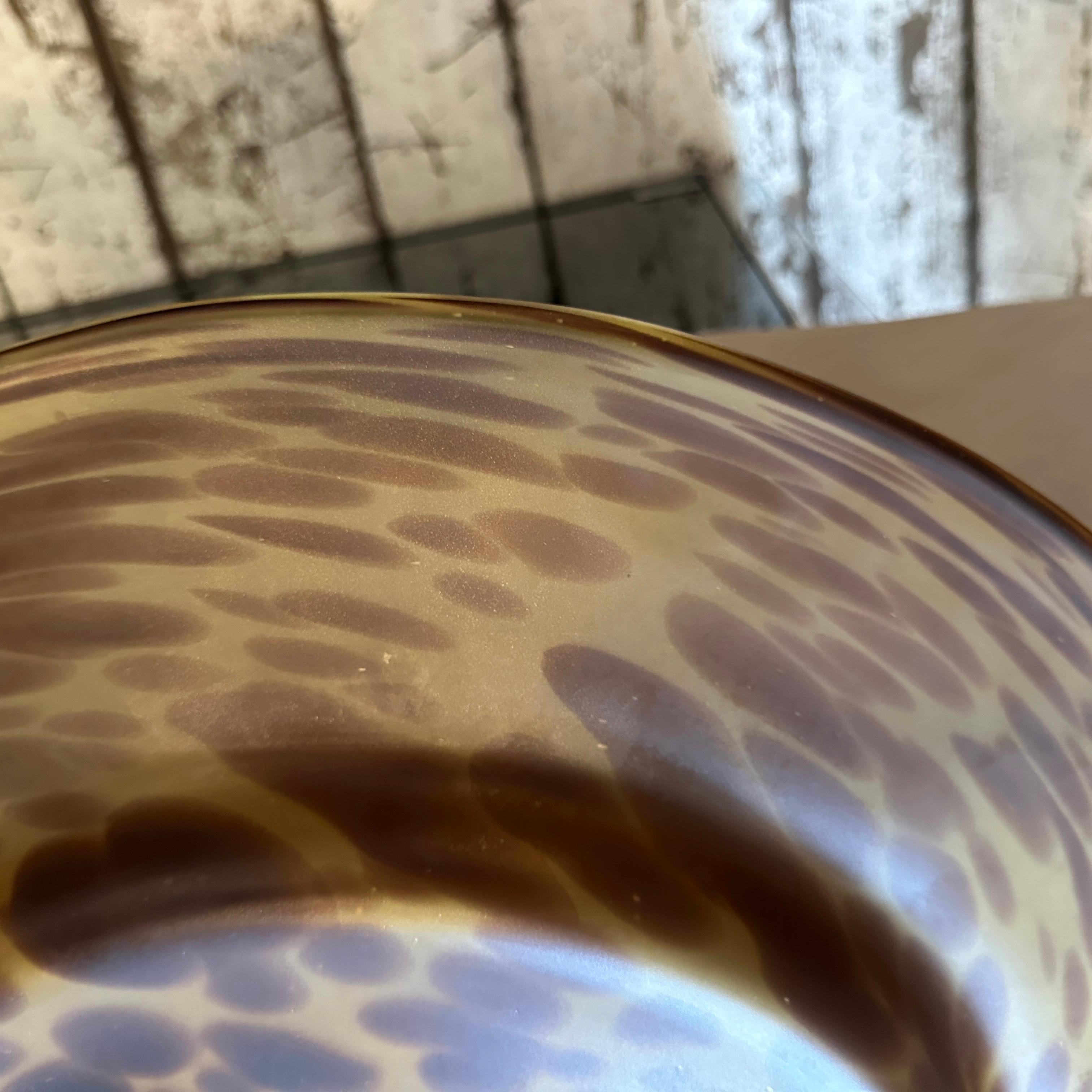 1970s Modern Fake Tortoise Shell Glass Italian Round Centerpiece In Excellent Condition For Sale In Aci Castello, IT