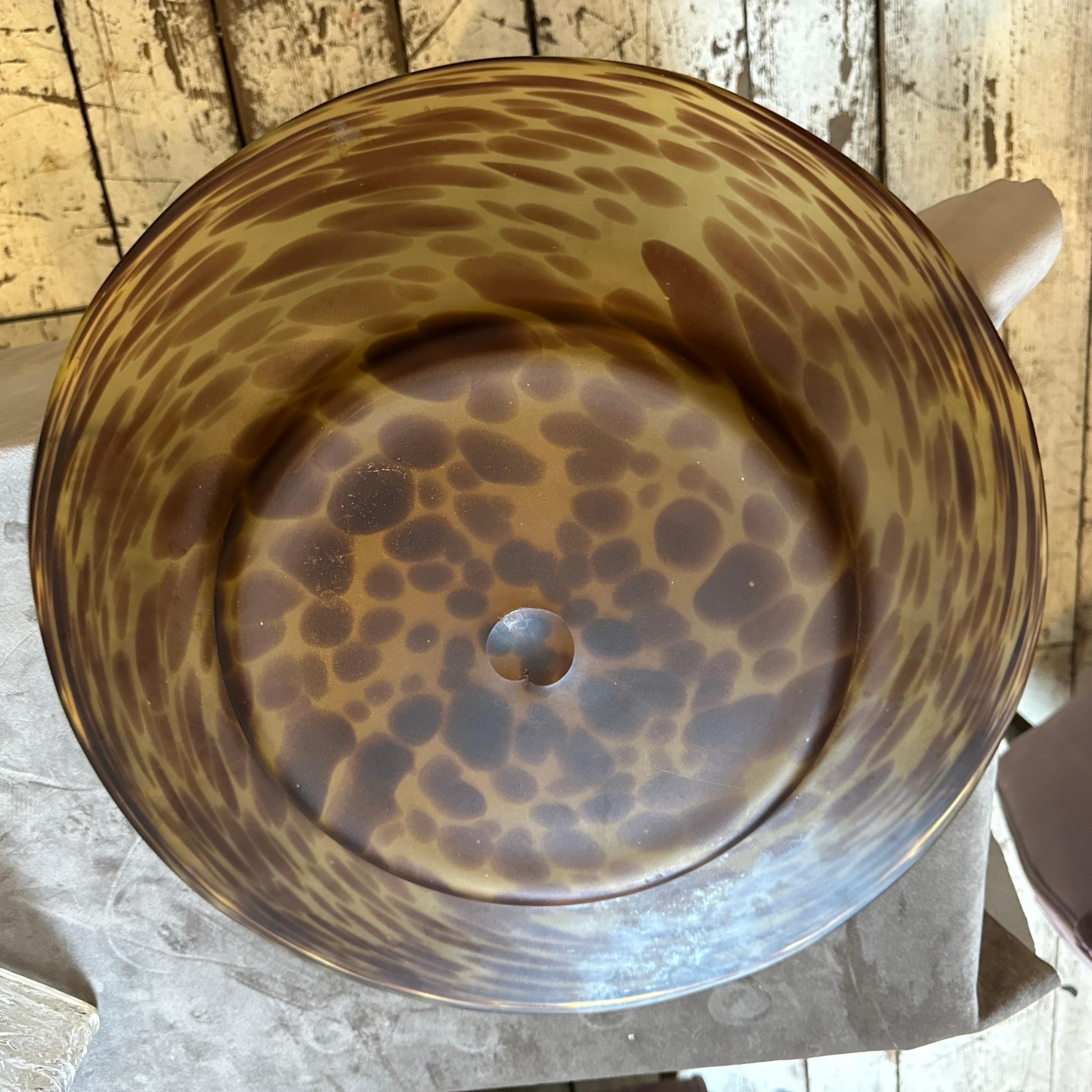 20th Century 1970s Modern Fake Tortoise Shell Glass Italian Round Centerpiece For Sale