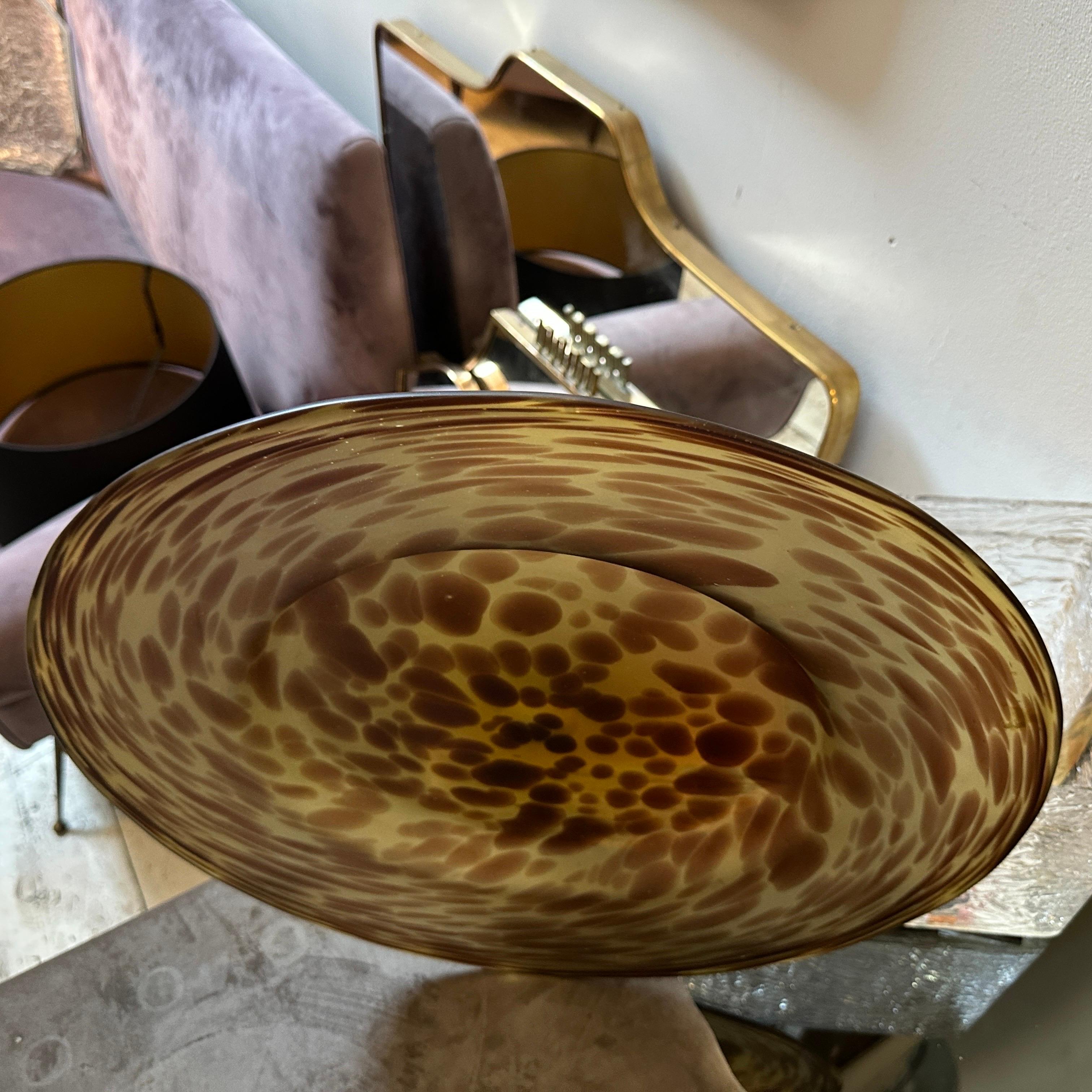1970s Modern Fake Tortoise Shell Glass Italian Round Centerpiece For Sale 1
