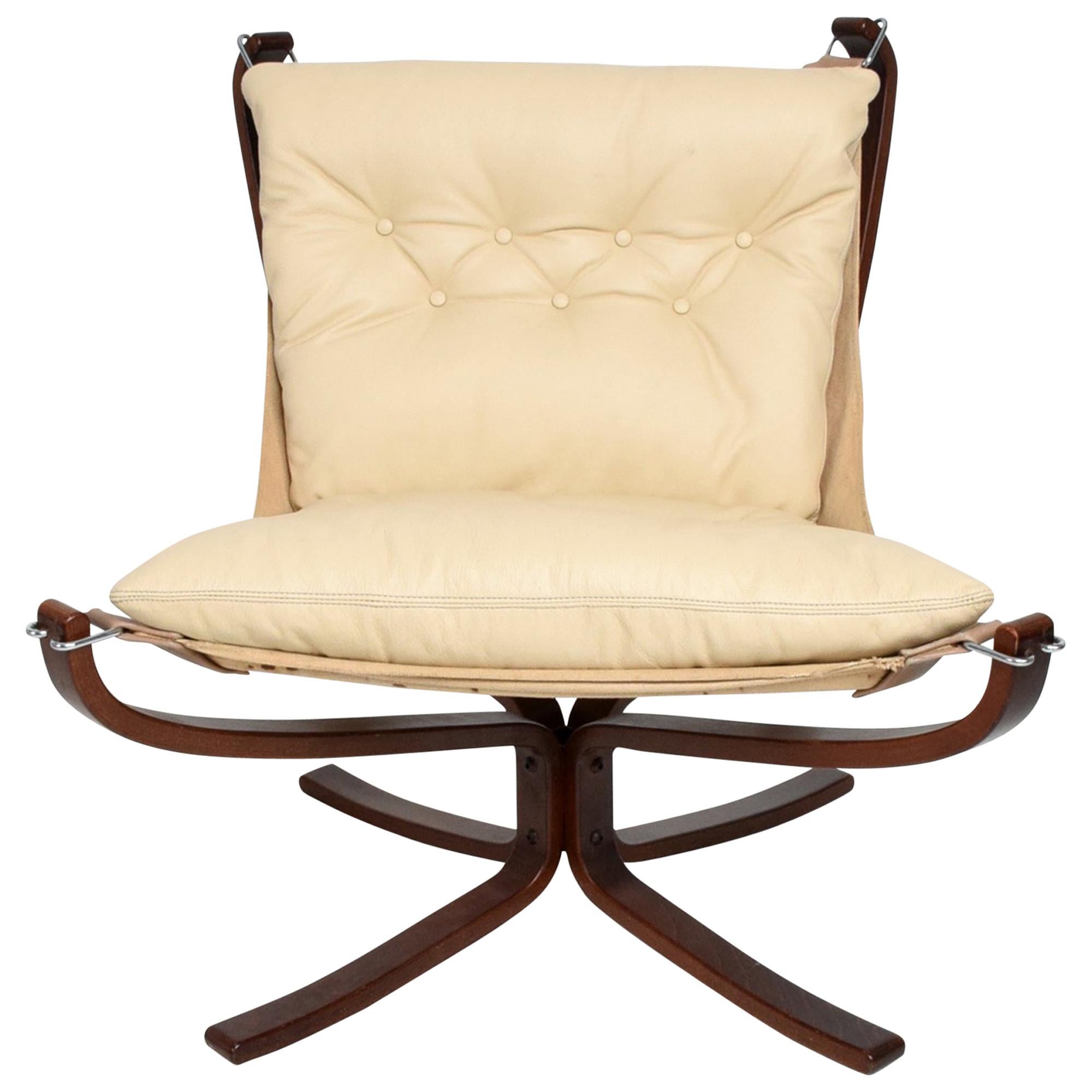 1970s Modern Falcon Chair by Sigurd Ressell for Vatne Møbler in Ivory Leather