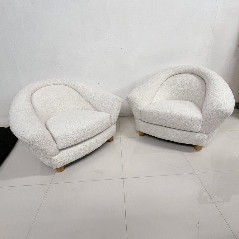Mid-Century Modern 1970s French Plush Polar Bear White Lounge Chairs For Sale