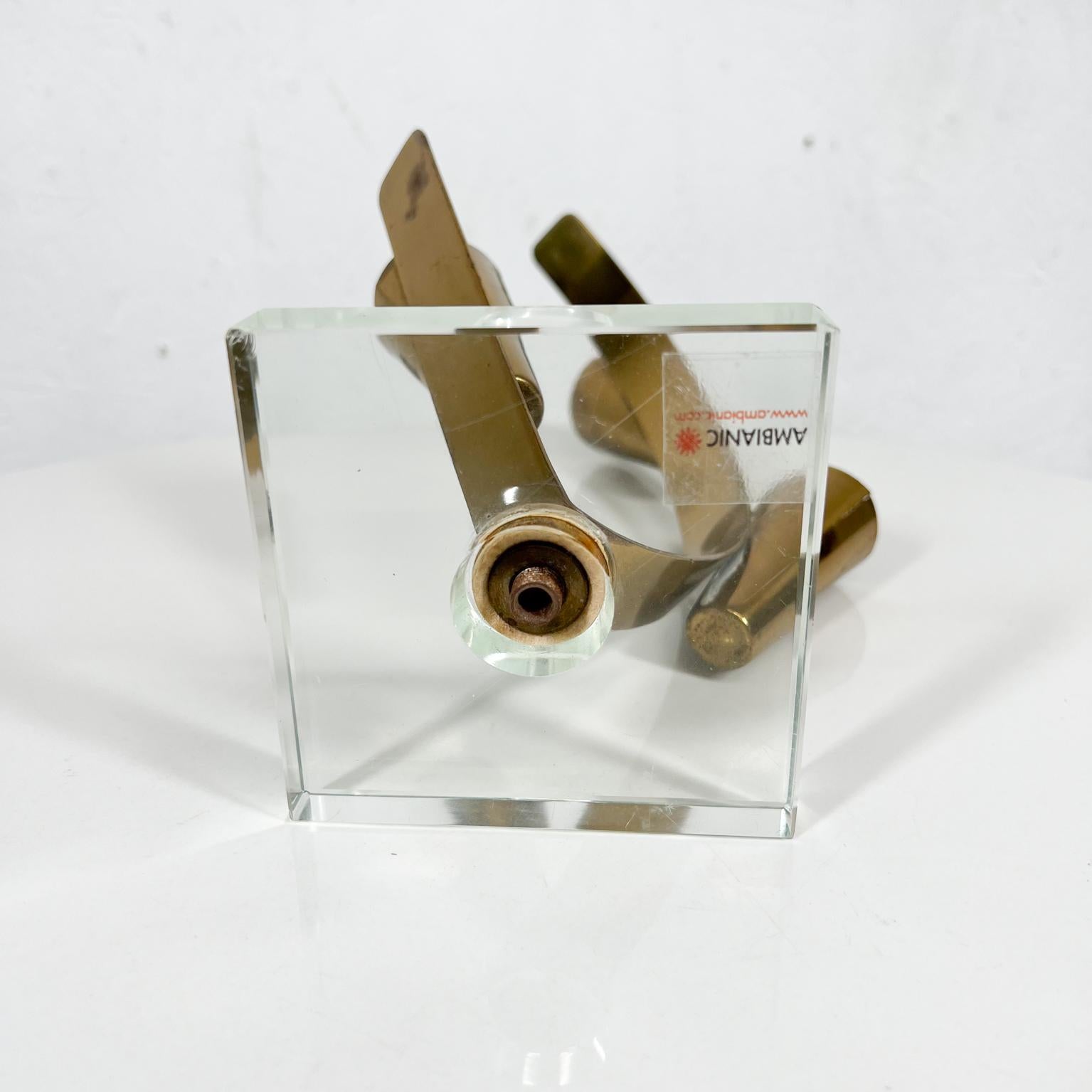 1970s Modern Glass and Brass Table Art Sculpture 8
