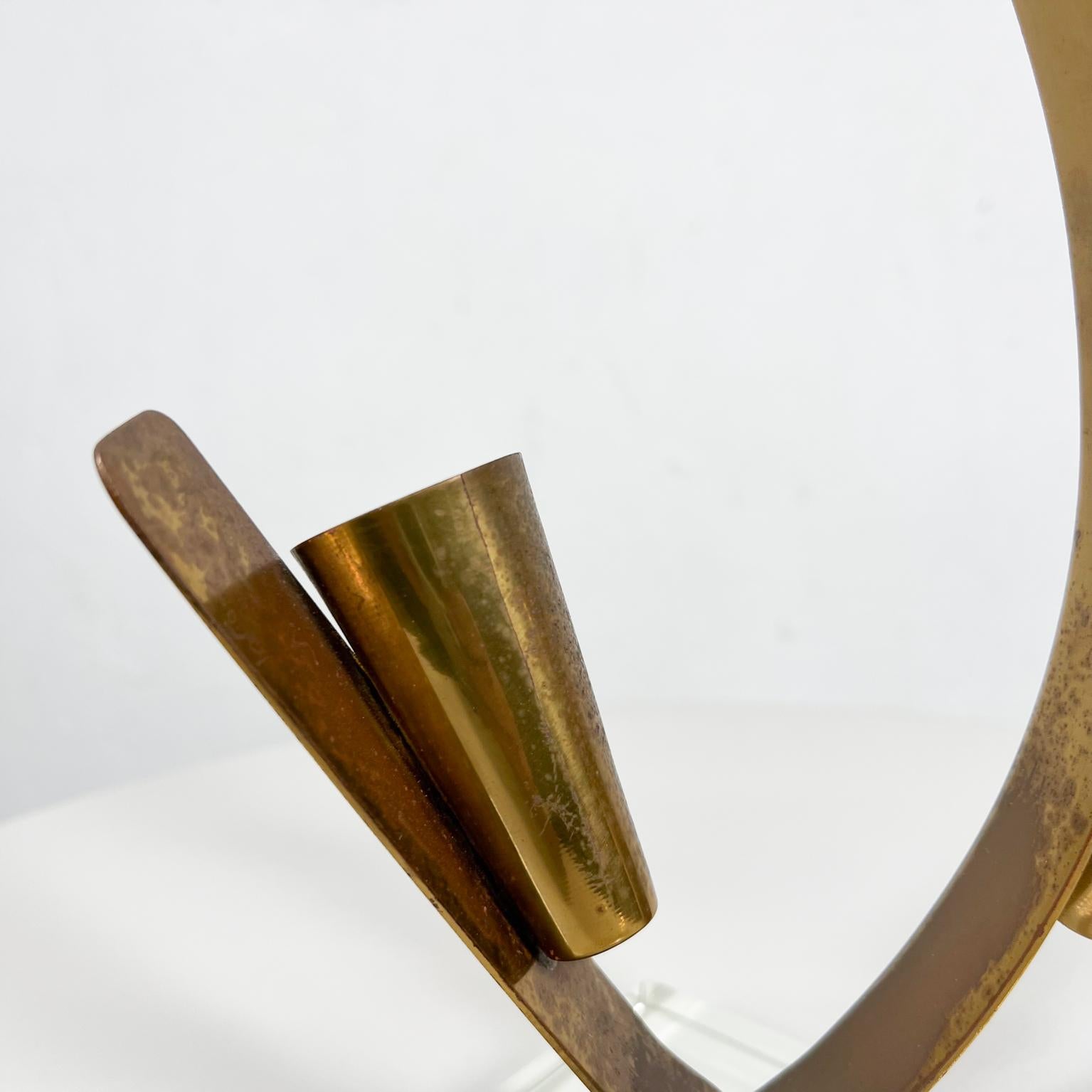 Late 20th Century 1970s Modern Glass and Brass Table Art Sculpture