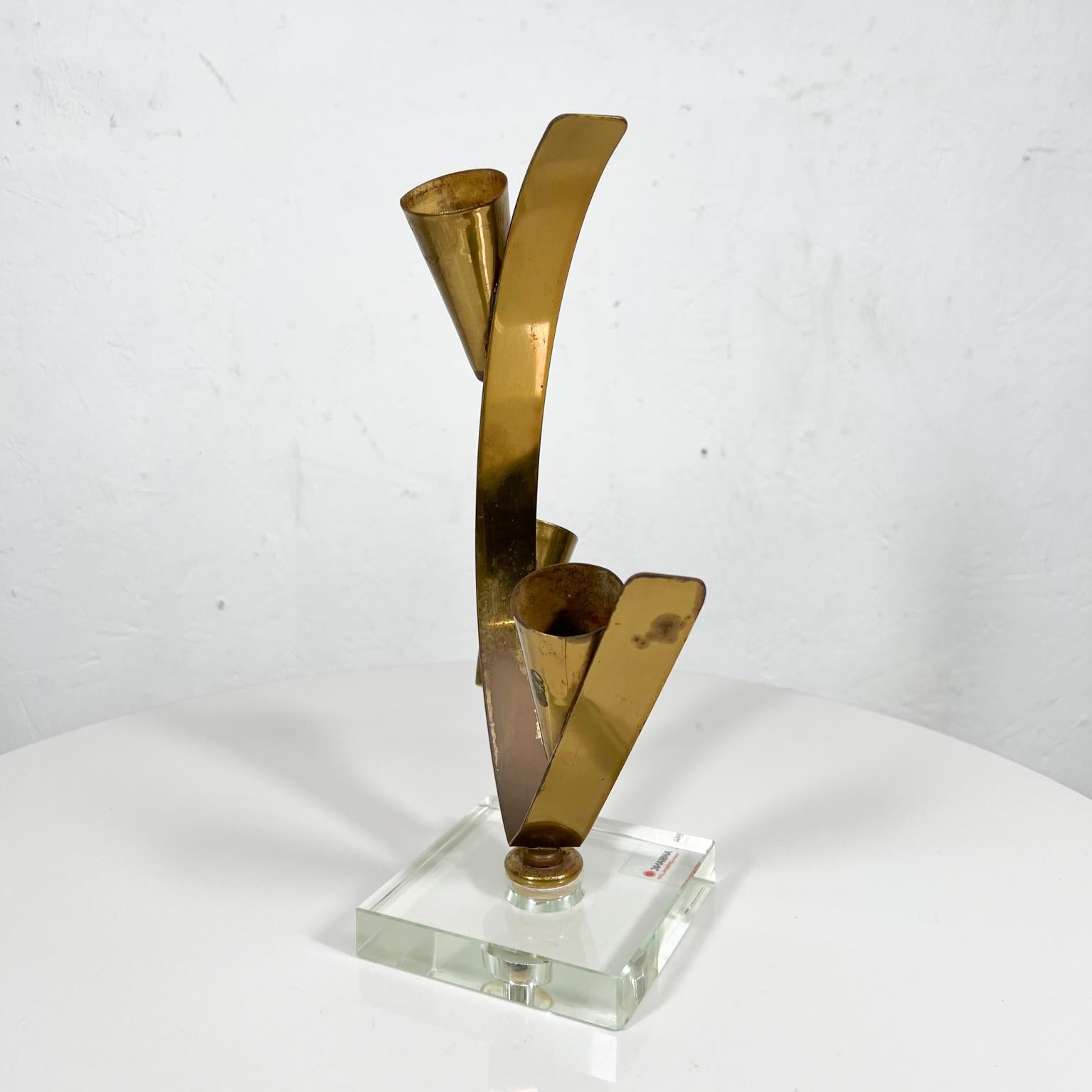 1970s Modern Glass and Brass Table Art Sculpture 2
