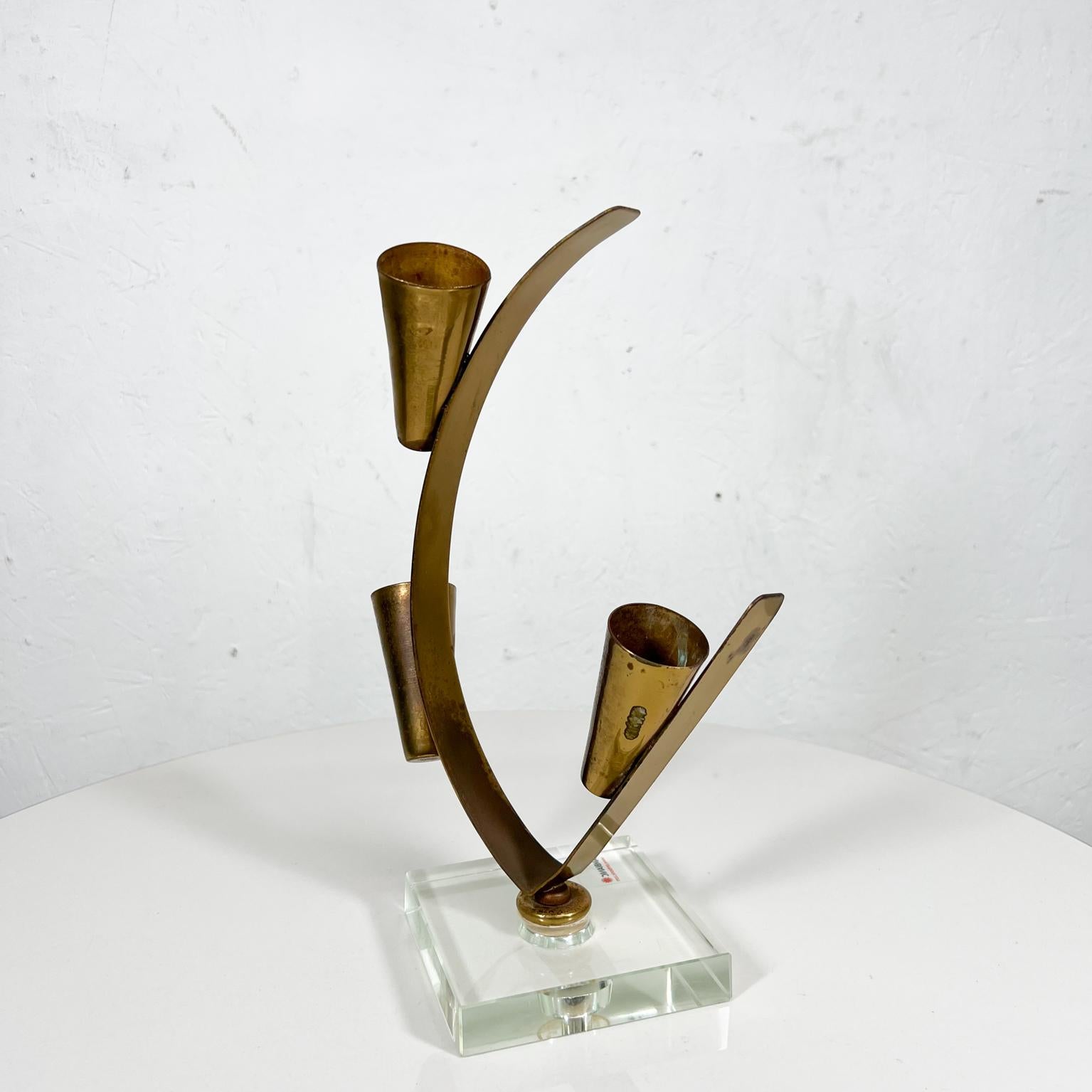 1970s Modern Glass and Brass Table Art Sculpture 3