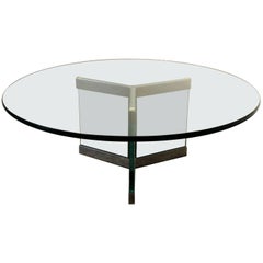 1970s Modern Glass and Chrome Coffee Table by Leon Rosen for Pace Collection