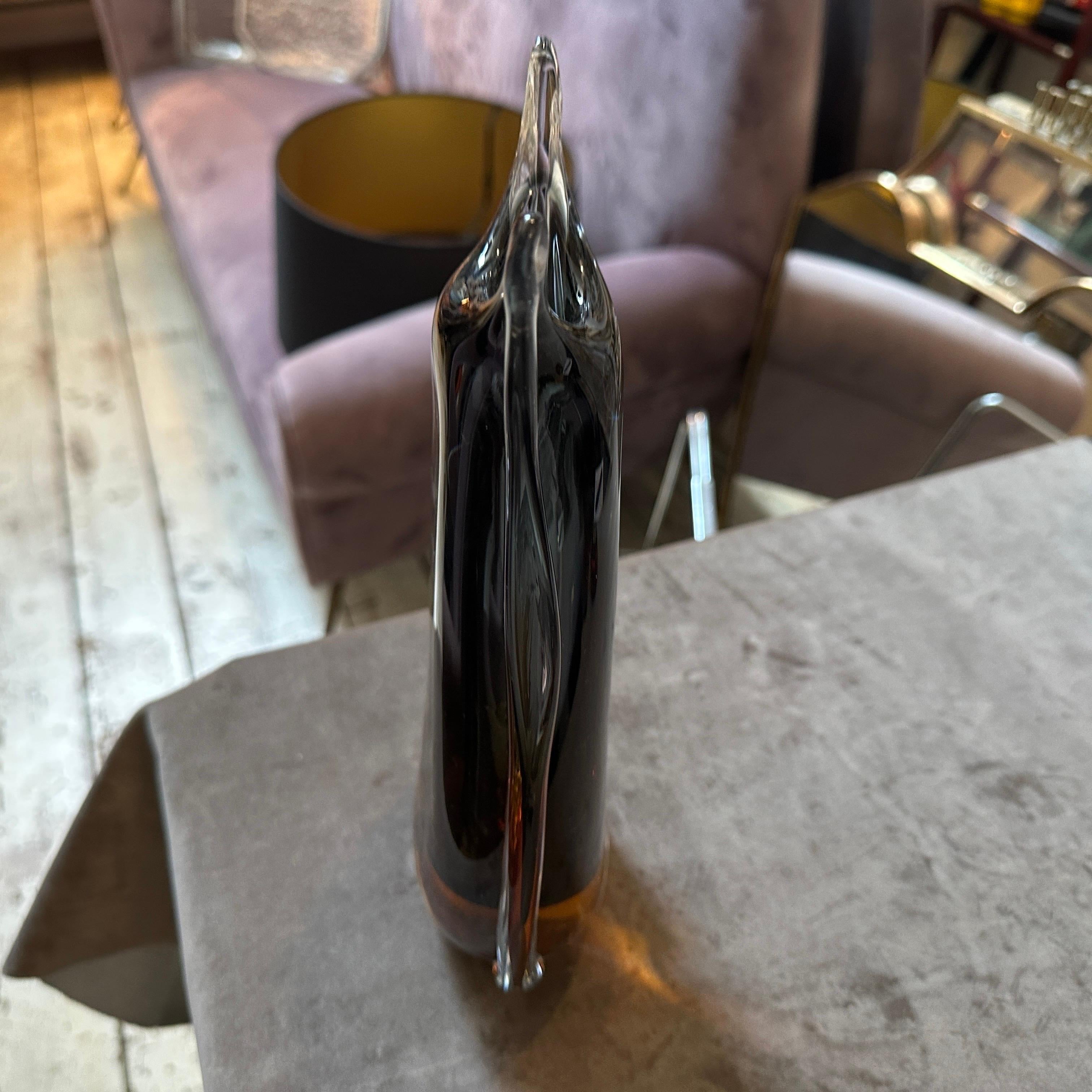 Vase moderne en verre Murano Sommerso vert et brun des années 1970 par Seguso en vente 1