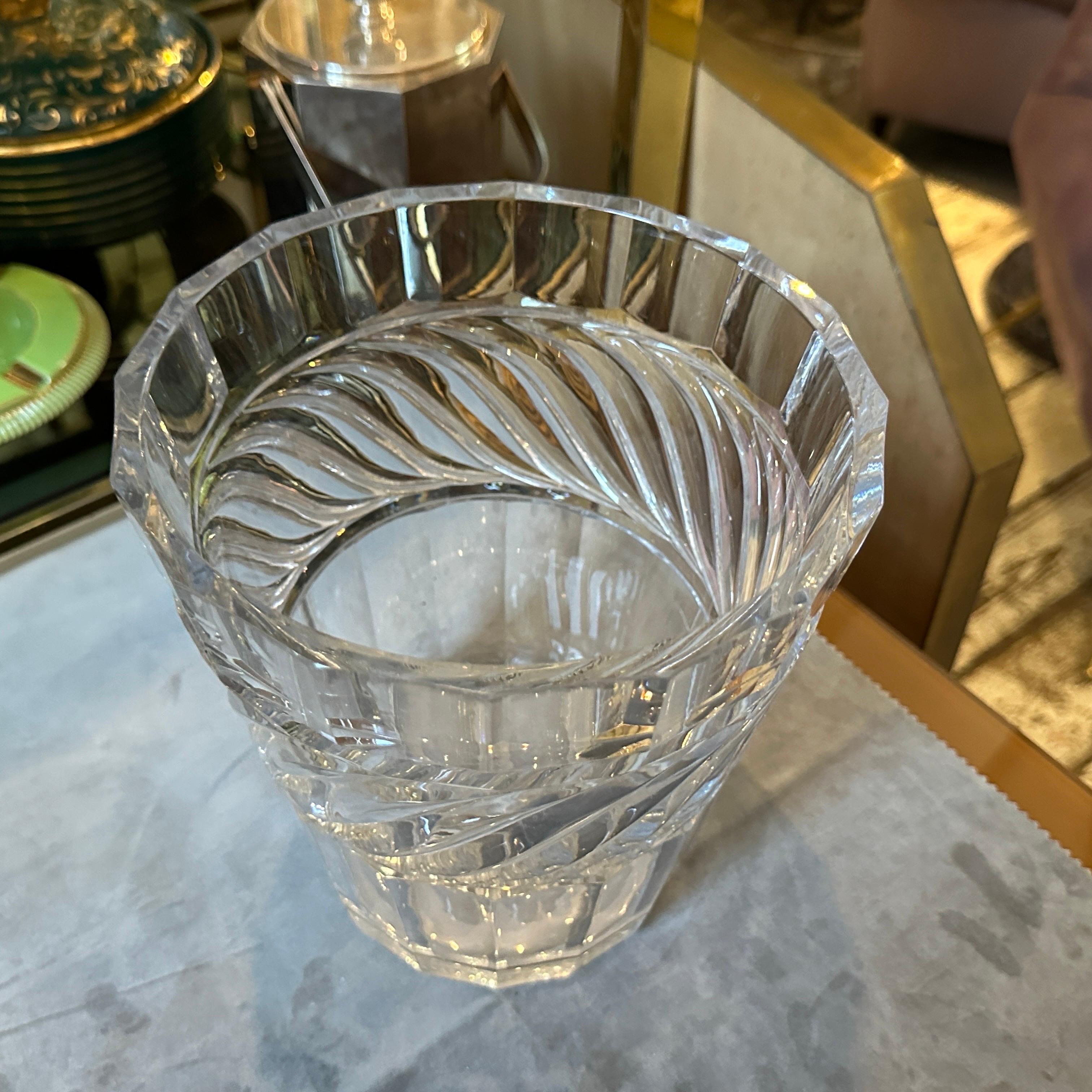 1970s Modern Heavy Crystal Italian Wine Cooler In Good Condition For Sale In Aci Castello, IT