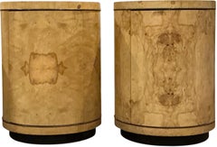 1970s Modern Henredon Scene 2 Olive Burl Wood Cylinder Form Side Tables -Pair