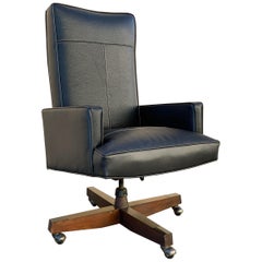 1970s Modern High Back Executive Chair, Refinished