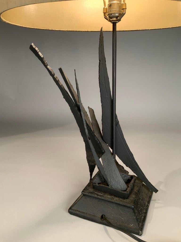 American 1970's Modern Iron & Steel Table Lamp For Sale