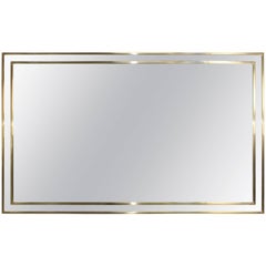 1970s Modern Italian Chrome and Brass Mirror