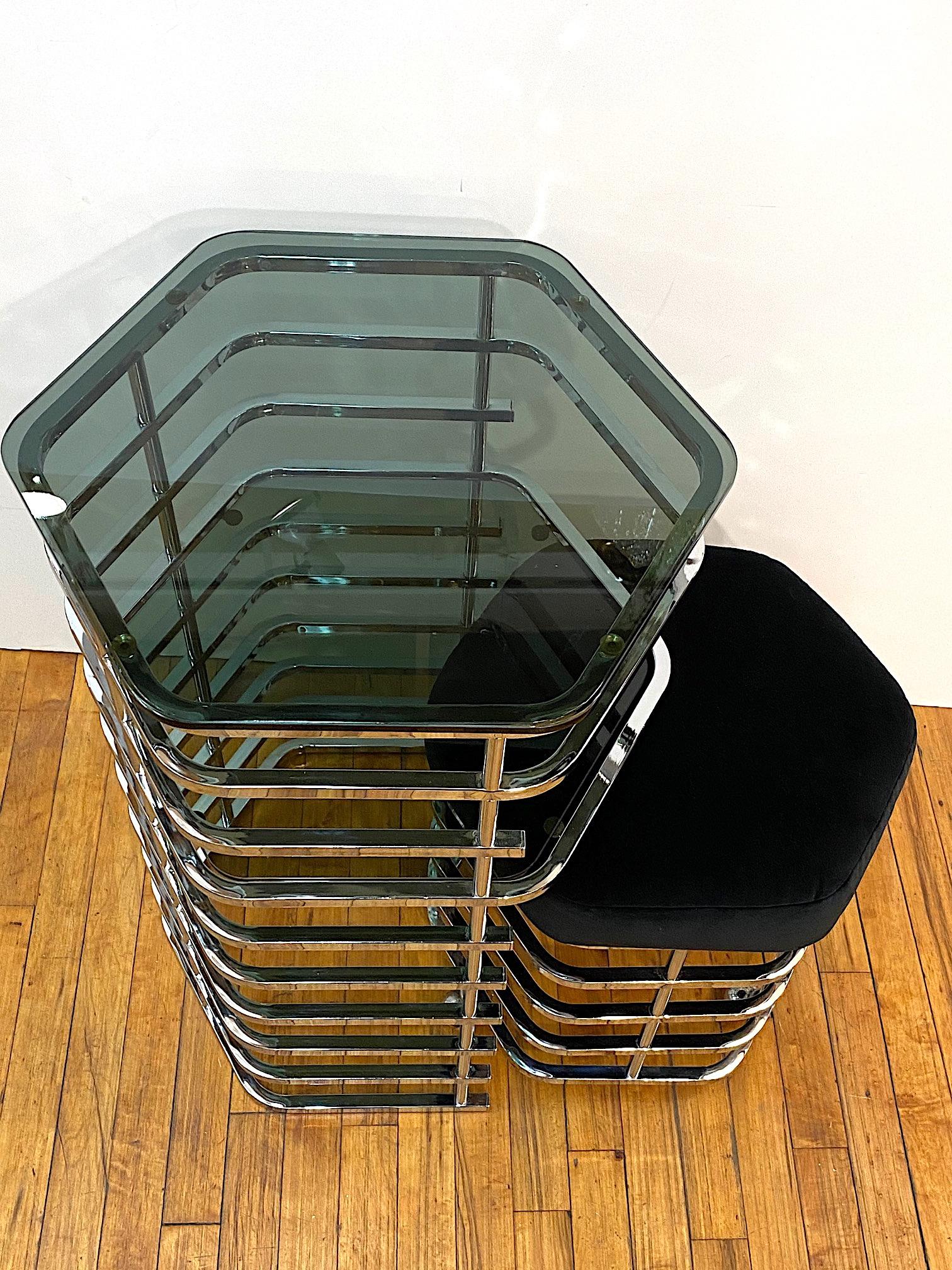 Moderner italienischer Waschtisch und Sitz aus Chrom und Glas aus den 1970er Jahren im Angebot 5
